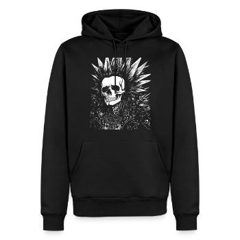 Crâne de fan de punkrock avec Mohawk Crazy Antisocial P - Sweat à capuche Premium bio Homme - noir - Devant - Nico (187cm)