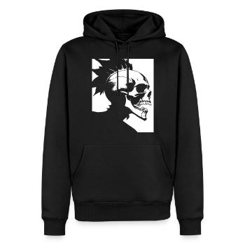 Horror Fan Skull with Mohawk Crazy Punkrocker Pun - Men’s Premium Organic Hoodie - black - Front - Nico (187cm)