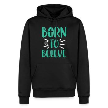 Geboren Um Zu Glauben Christliches Kreuz Glaube - Männer Premium Bio Hoodie - Schwarz - Vorne - Nico (187cm)