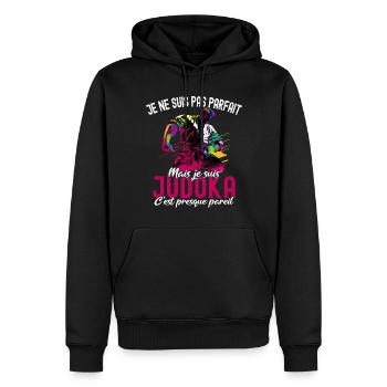 Je ne suis pas Parfait Judo Humour Judoka Drole - Sweat à capuche Premium bio Homme - noir - Devant - Nico (187cm)