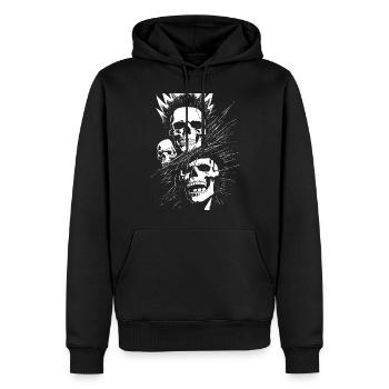 Crâne de fan d’horreur avec Mohawk Crazy Punkrocker Jeu de mots - Sweat à capuche Premium bio Homme - noir - Devant - Nico (187cm)