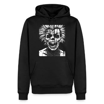 Crâne d’éventail d’anarchie avec Mohawk Crazy Antisocial Pu - Sweat à capuche Premium bio Homme - noir - Devant - Nico (187cm)