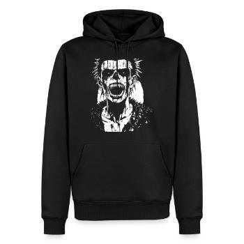 Punkrock Fan Skull mit Mohawk Crazy Antisocial P - Männer Premium Bio Hoodie - Schwarz - Vorne - Nico (187cm)