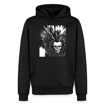 Anarchy Fan Schädel mit Irokesenschnitt Verrückt Asozial Pu - Männer Premium Bio Hoodie - Schwarz - Vorne - Nico (187cm)