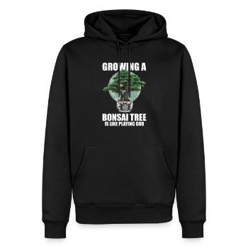 Bonsaï Japon Silhouette Jardinier Jardinier Amoureux du Jardinage - Sweat à capuche Premium bio Homme - noir - Devant - Nico (187cm)