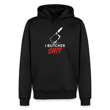 Butcher, Butcher, Meat, Meat Cutter - Men’s Premium Organic Hoodie - black - Front - Nico (187cm)
