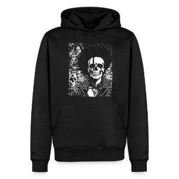 Anarchy Fan Schädel mit Irokesenschnitt Verrückt Asozial Pu - Männer Premium Bio Hoodie - Schwarz - Vorne - Nico (187cm)
