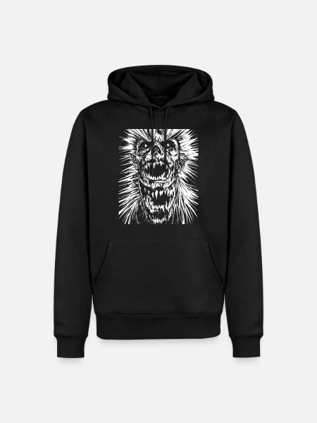Horror-Fan-Schädel mit Mohawk Crazy Punkrocker Wortspiel - Männer Premium Bio Hoodie - Schwarz