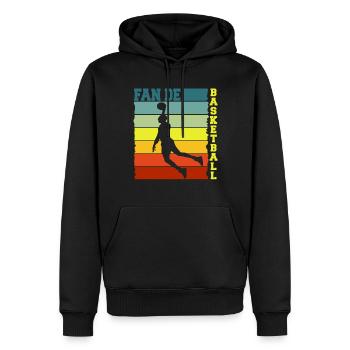 Fan Basketball Humour Basket Retro Basketteur - Sweat à capuche Premium bio Homme - noir - Devant - Nico (187cm)