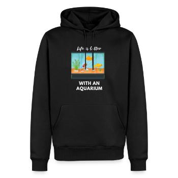 La vie est meilleure avec un aquarium - Sweat à capuche Premium bio Homme - noir - Devant - Nico (187cm)