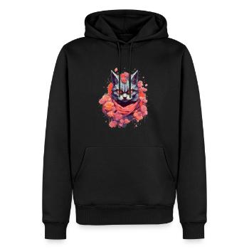 Chat fou - Sweat à capuche Premium bio Homme - noir - Devant - Nico (187cm)