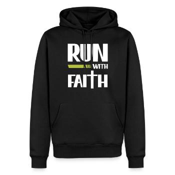 Laufen Mit Glauben Christlicher Läufer Glaube - Männer Premium Bio Hoodie - Schwarz - Vorne - Nico (187cm)
