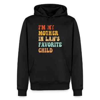 Je suis l'enfant préféré de ma belle-mère - Sweat à capuche Premium bio Homme - noir - Devant - Nico (187cm)