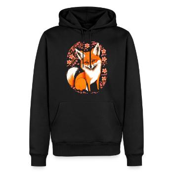 Renards Fleur de cerisier japonais Kitsune Renard - Sweat à capuche Premium bio Homme - noir - Devant - Nico (187cm)
