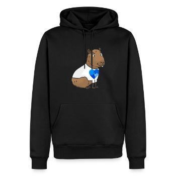 Signes d’autisme Capybara - Sweat à capuche Premium bio Homme - noir - Devant - Nico (187cm)
