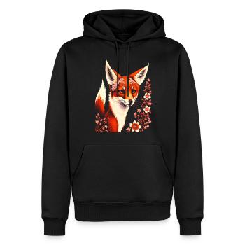Renards Fleur de cerisier japonais Kitsune Renard - Sweat à capuche Premium bio Homme - noir - Devant - Nico (187cm)