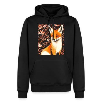 Füchse Japanische Kirschblütenblume Kitsune Fuchs - Männer Premium Bio Hoodie - Schwarz - Vorne - Nico (187cm)
