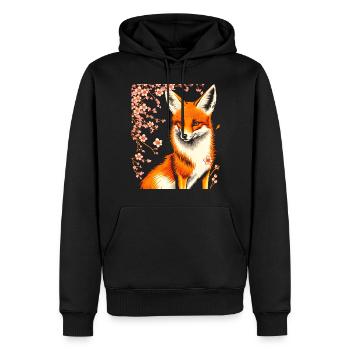 Füchse Japanische Kirschblütenblume Kitsune Fuchs - Männer Premium Bio Hoodie - Schwarz - Vorne - Nico (187cm)