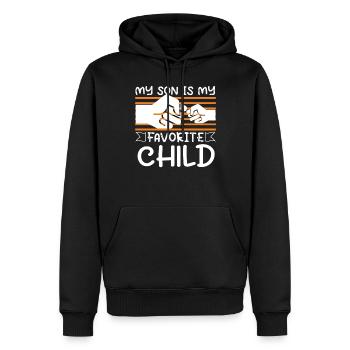 Mon fils est ma famille préférée de mains d’enfant - Sweat à capuche Premium bio Homme - noir - Devant - Nico (187cm)