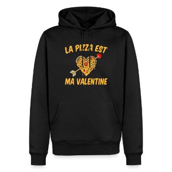 Pizza Est Ma Valentine Cadeau St Valentin Humour - Sweat à capuche Premium bio Homme - noir - Devant - Nico (187cm)