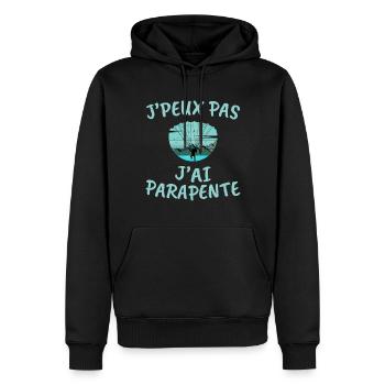 J'Peux Pas J'ai Parapente - Idée Cadeau Humour Fan - Sweat à capuche Premium bio Homme - noir - Devant - Nico (187cm)