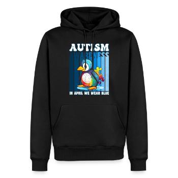 Autism Awareness Pinguin - Männer Premium Bio Hoodie - Schwarz - Vorne - Nico (187cm)