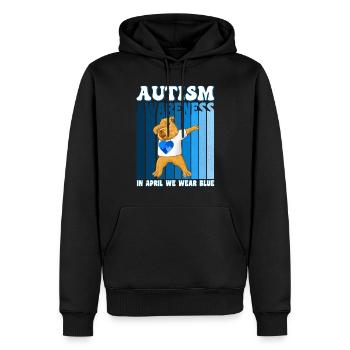 Capybara Sensibilisation à l’autisme - Sweat à capuche Premium bio Homme - noir - Devant - Nico (187cm)