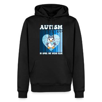 Autism Awareness Pinguin - Männer Premium Bio Hoodie - Schwarz - Vorne - Nico (187cm)