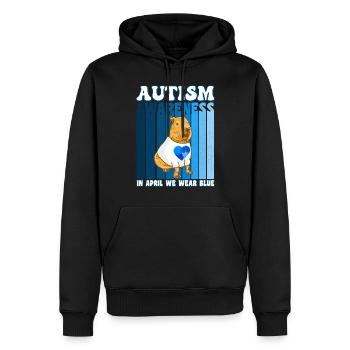Capybara Sensibilisation à l’autisme - Sweat à capuche Premium bio Homme - noir - Devant - Nico (187cm)