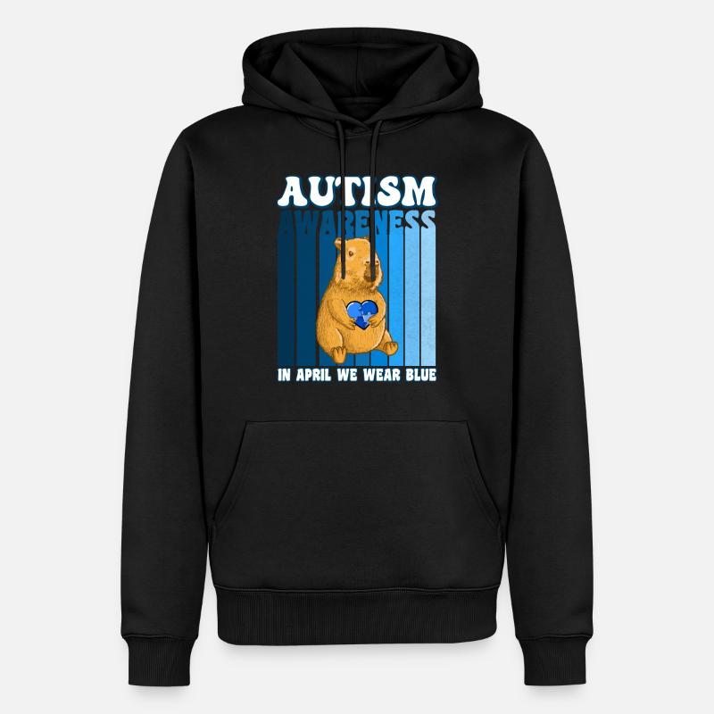 Capybara Sensibilisation à l’autisme - Sweat à capuche Premium bio Homme - noir