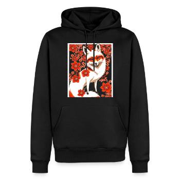 Renards Fleur de cerisier japonais Kitsune Renard - Sweat à capuche Premium bio Homme - noir - Devant - Nico (187cm)