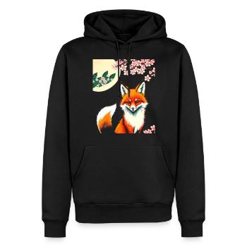 Renards Fleur de cerisier japonais Kitsune Renard - Sweat à capuche Premium bio Homme - noir - Devant - Nico (187cm)