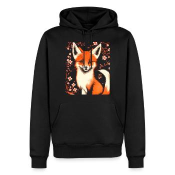 Renards Fleur de cerisier japonais Kitsune Renard - Sweat à capuche Premium bio Homme - noir - Devant - Nico (187cm)