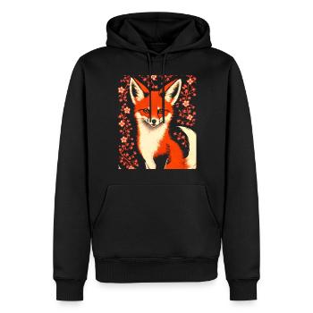 Renards Fleur de cerisier japonais Kitsune Renard - Sweat à capuche Premium bio Homme - noir - Devant - Nico (187cm)