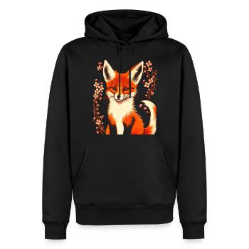 Foxes Japanese Cherry Blossom Flower Kitsune Fox - Men’s Premium Organic Hoodie - black - Front - Nico (187cm)