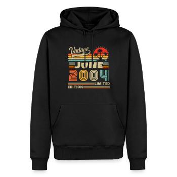 2004 Juin Vintage Nées En Juin 2004 Anniversaire - Sweat à capuche Premium bio Homme - noir - Devant - Nico (187cm)
