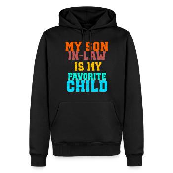 Mon gendre est mon enfant préféré - Sweat à capuche Premium bio Homme - noir - Devant - Nico (187cm)