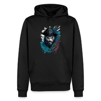 Dunkler Pirat - Männer Premium Bio Hoodie - Schwarz - Vorne - Nico (187cm)