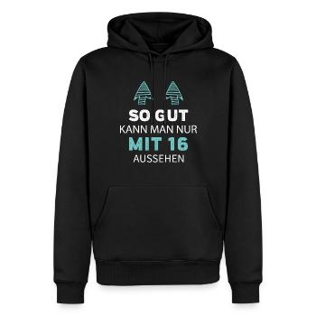 16 Geburtstag Geschenk Sprüche Lustig - Männer Premium Bio Hoodie - Schwarz - Vorne - Nico (187cm)