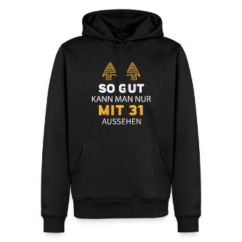 31 Geburtstag Geschenk Sprüche Lustig - Männer Premium Bio Hoodie - Schwarz - Vorne - Nico (187cm)