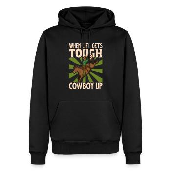Cowboy Barn Bull Rider Rodeo Country Western - Männer Premium Bio Hoodie - Schwarz - Vorne - Nico (187cm)