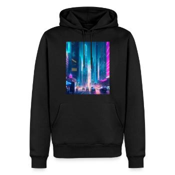 Futuristic City: Technology and Uncertainty - Men’s Premium Organic Hoodie - black - Front - Nico (187cm)