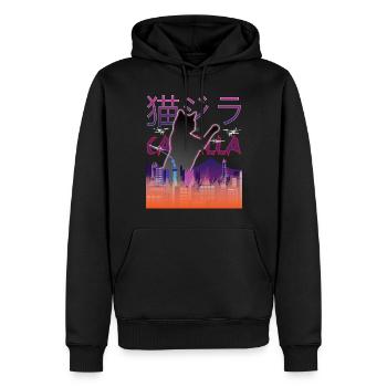 Cat Catzilla Esthétique Rétro Japonaise - Sweat à capuche Premium bio Homme - noir - Devant - Nico (187cm)