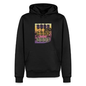 SURF SURF SURF Sunset Design für den Sommer - Männer Premium Bio Hoodie - Schwarz - Vorne - Nico (187cm)