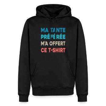 Joyeux Anniversaire à Mon Neveu ou Nièce Cadeau - Sweat à capuche Premium bio Homme - noir - Devant - Nico (187cm)
