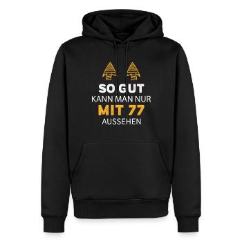 77 Geburtstag Geschenk Sprüche Lustig - Männer Premium Bio Hoodie - Schwarz - Vorne - Nico (187cm)