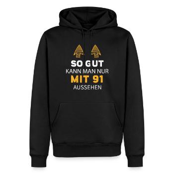 91 Geburtstag Geschenk Sprüche Lustig - Männer Premium Bio Hoodie - Schwarz - Vorne - Nico (187cm)