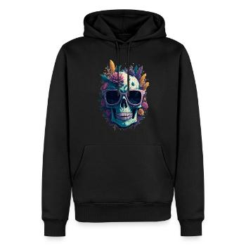 Totenkopf Blumen Tattoo - Männer Premium Bio Hoodie - Schwarz - Vorne - Nico (187cm)