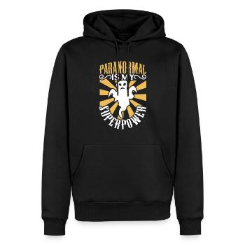 Recherche paranormale Halloween Ghost Hunter - Sweat à capuche Premium bio Homme - noir - Devant - Nico (187cm)