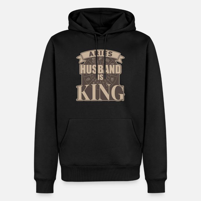 Widder Ehemann Ist König - Männer Premium Bio Hoodie - Schwarz